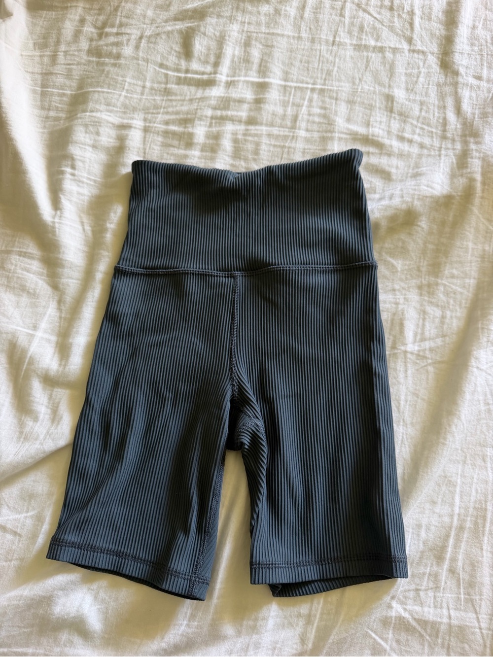 Athleta Ribbed High-Waist Bike Shorts — Charcoal